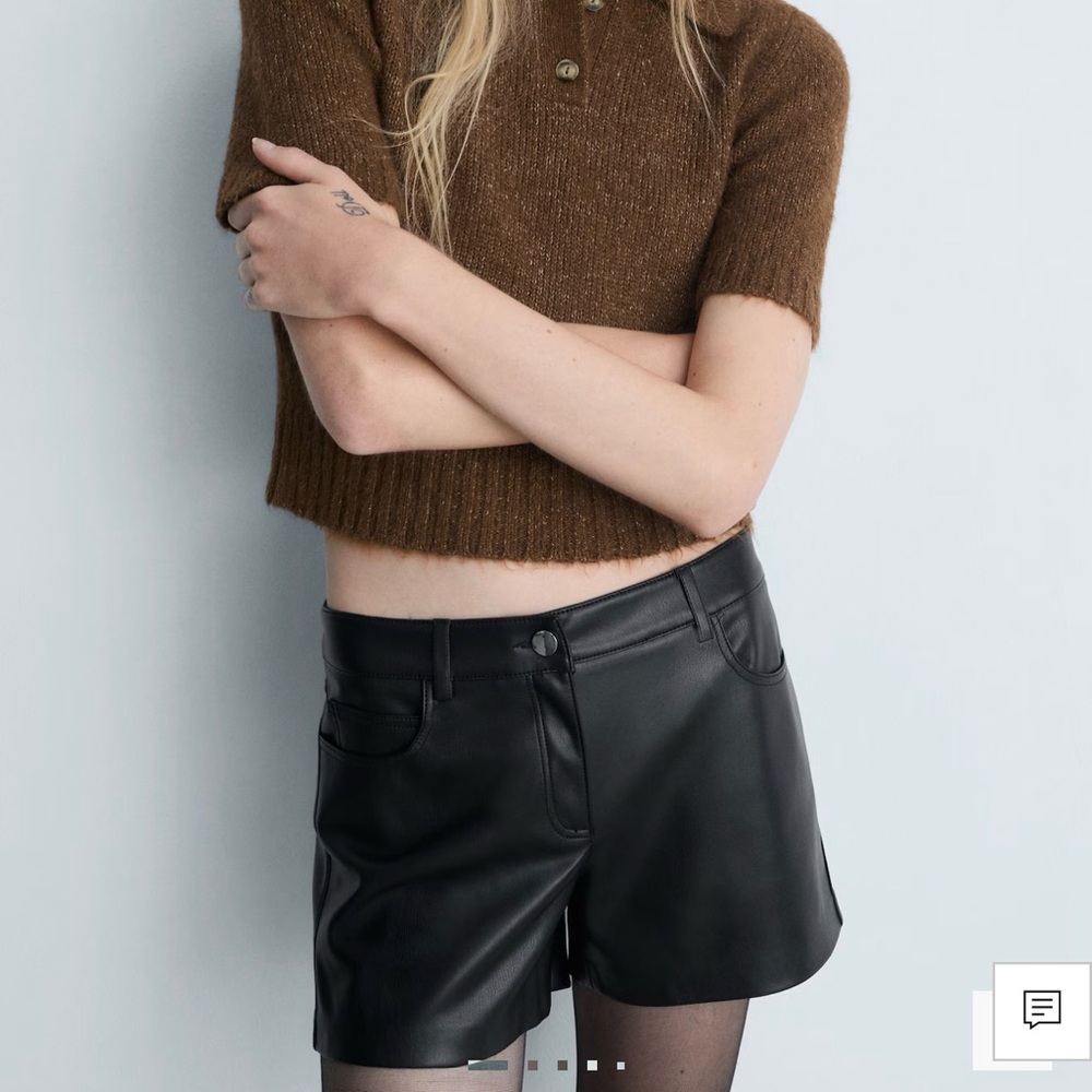 Mango Leather Effect Shorts New with Tags micro short $70 est retail size 2 - Picture 2 of 8